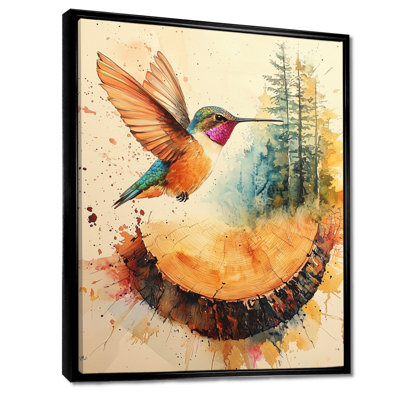 Goldine Hummingbird Into The Wood Slide III - Hummingbird Wall Art