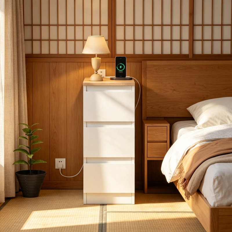 25cm W Engineered Wood Bedside Table