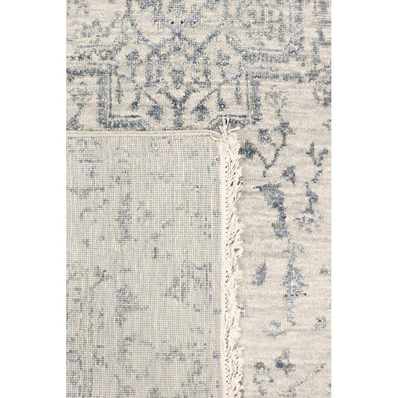 Gray Hand-Knotted Wool and Viscose 4' x 6' Rug