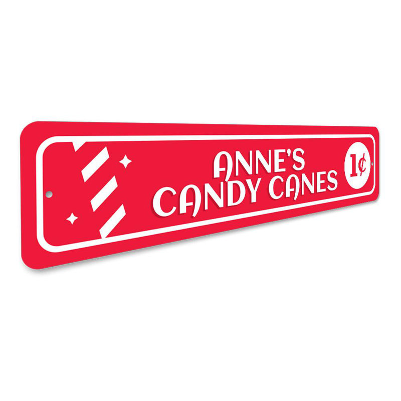 Enseigne en aluminium 1 Cent Candy Canes, H 4 po x l 18 po x P 0,04 po