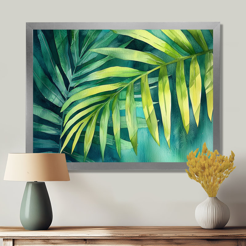 Collayer Green Tropical Safari Palms I - palmiers et palmiers, art mural, Reproduction encadrée d'une seule photo