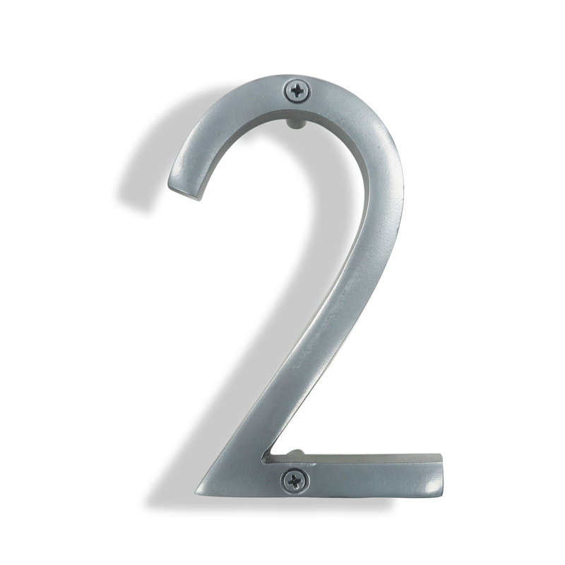 Numéro de maison en métal flottant, 2, Argent argent, 6"
