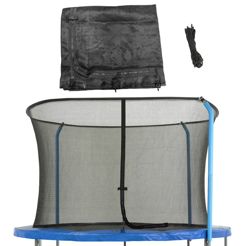 Machrus Upper Bounce Trampoline Safety Net Fits 8 ft Round Trampolines using 3 Curved Poles - Black