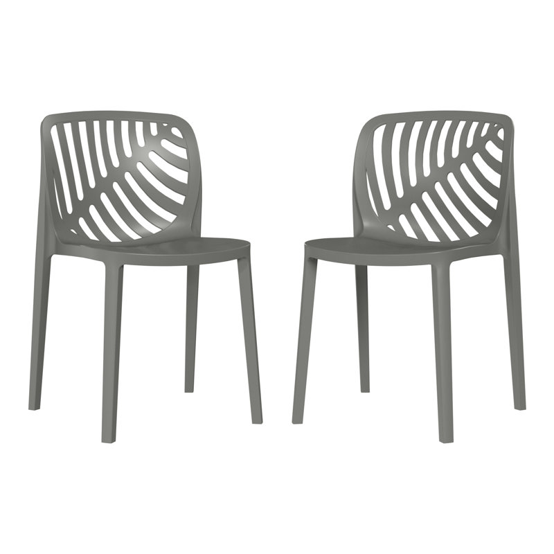 Ensemble de 2 chaises de patio empilables, Grey