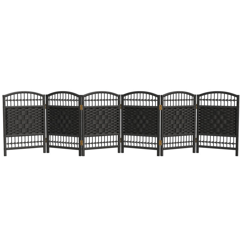 Paravent court en fibre tissée, Noir, 6, H 23,5 po