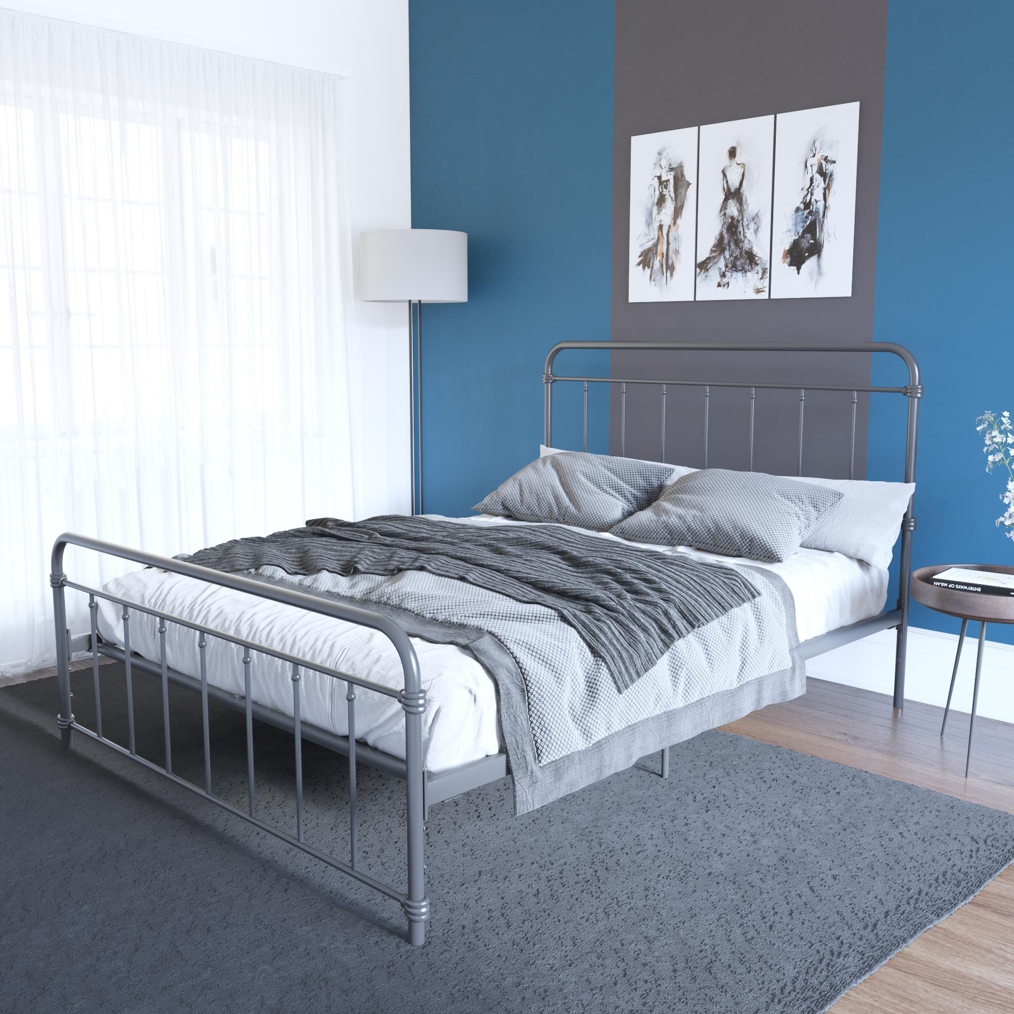 White metal deals bed frame wayfair