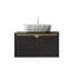 Ensemble de meuble-lavabo mural 30 po, fabrication en contreplaqué, plateau en pierre frittée, lavabo vasque en céramique et rangement à fermeture en douceur (noir)-969193905