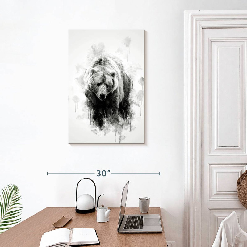 Ours brun Brampt noir et blanc, H 30 po x l 20 po