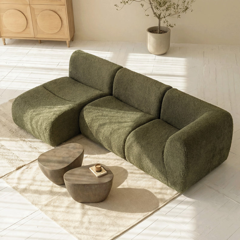 Chaise longue modulaire sans accoudoirs Grossman (verte), Ours en peluche vert