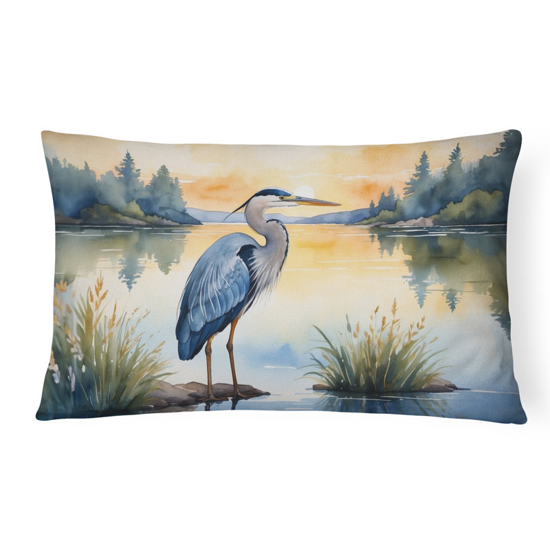 Coussin Blue Heron in the Golden Hour, Rectangle H 12 po x l 16 po