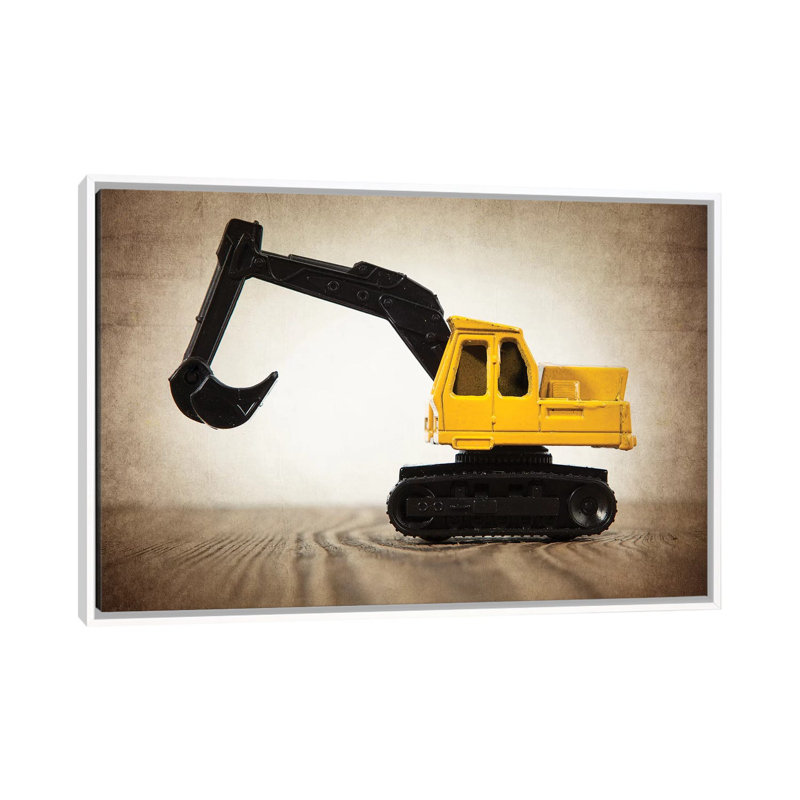 Excavator - Print on Canvas, White Framed, 101.6 cm H x 66.04 cm W