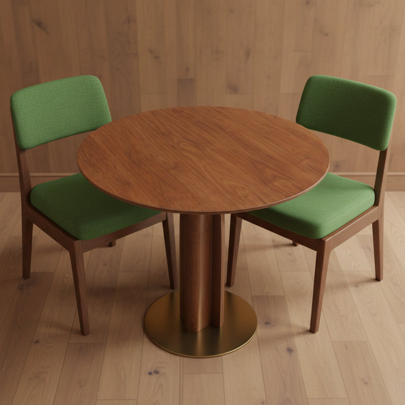 31.5-inch Solid Wood Top with Solid Wood Legs Round Modern Dining Table
