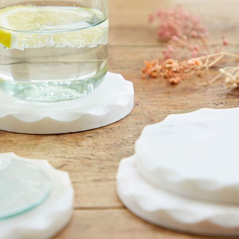 Round White Marble Coasters