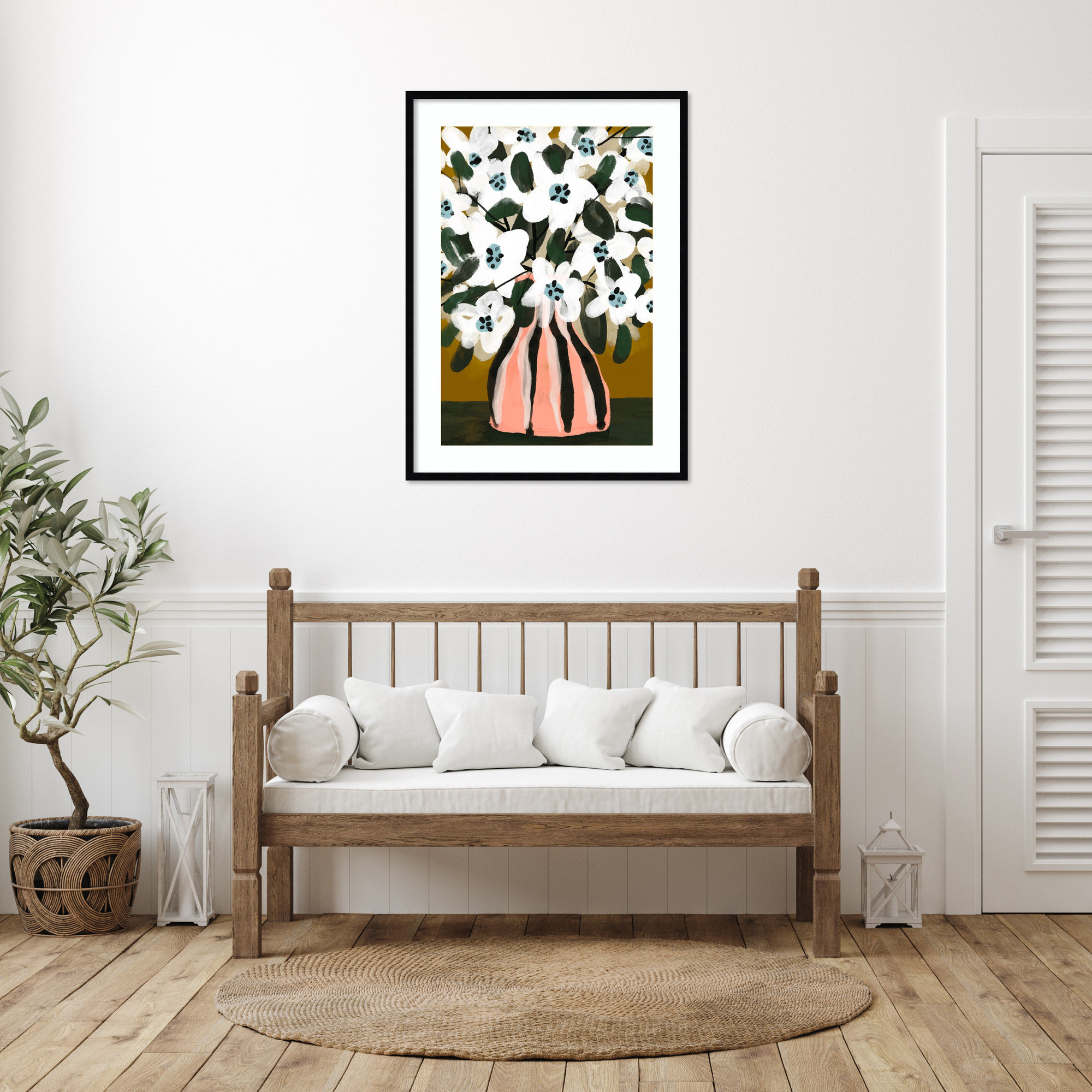 Pastel Flower Impression No 9 by Treechild Wood Framed Wall Art Print, 41" H x 30" W, Black