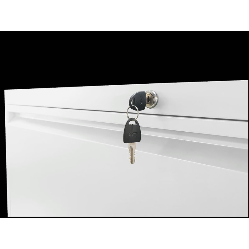 Lateral Metal File Cabinet 4 Drawer, Filing Cabinet with Lock, White