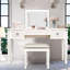 Bureau de coiffeuse en miroir avec tiroirs, ensemble de coiffeuse de chambre à coucher avec miroir et tabouret, coiffeuse rabattable pour chambre / salle de maquillage, bureau de travail pour femmes