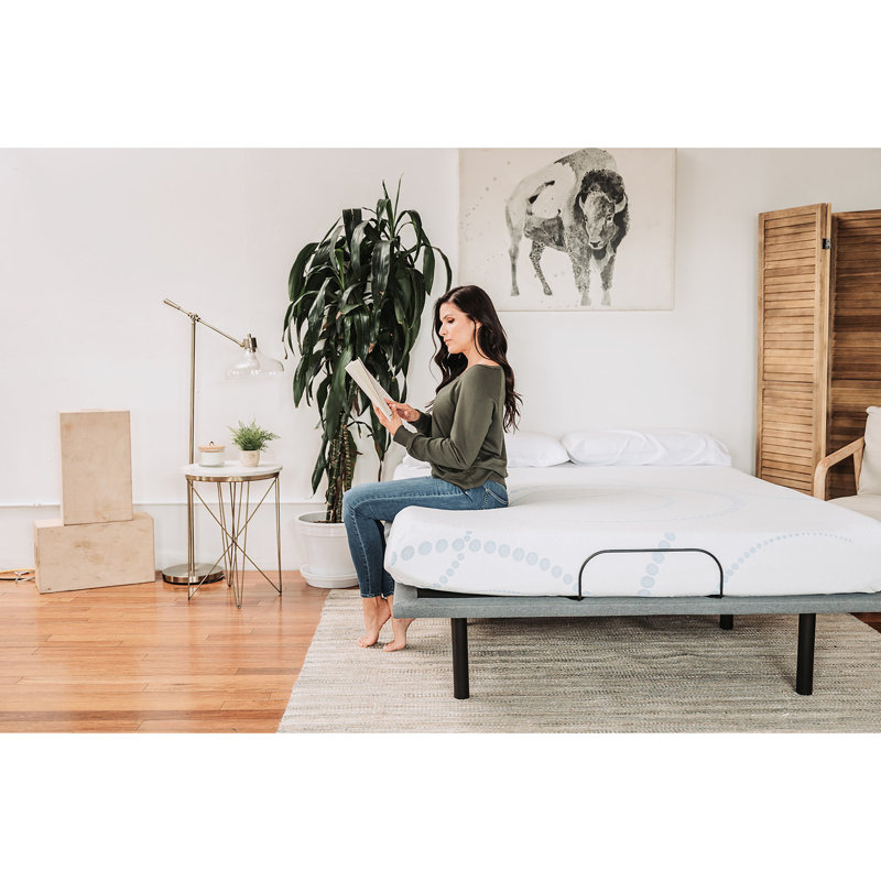 Matelas en mousse à mémoire de forme 8 po pour lit simple, blanc / bleu