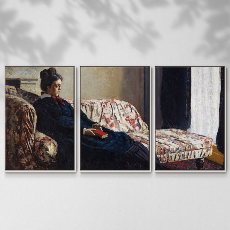 Claude Monet 3 pièces, H 40 po x l 78 po x P 2 po, Blanc