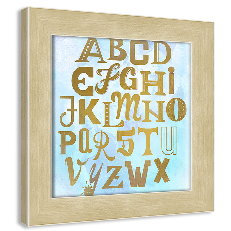 Abc Blue », impression sur papier, Encadré plat champagne, H 12 po x l 12 po x P 0,6 po