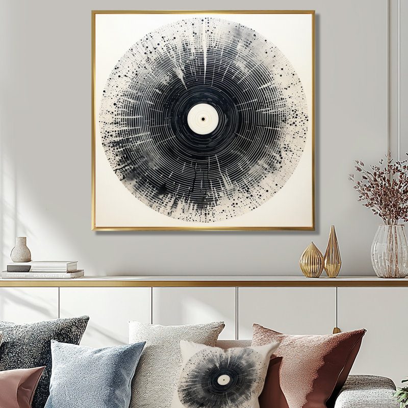 Vinyle disque vinyle Serenade III, Cadre flottant doré, 44" H x 44" W