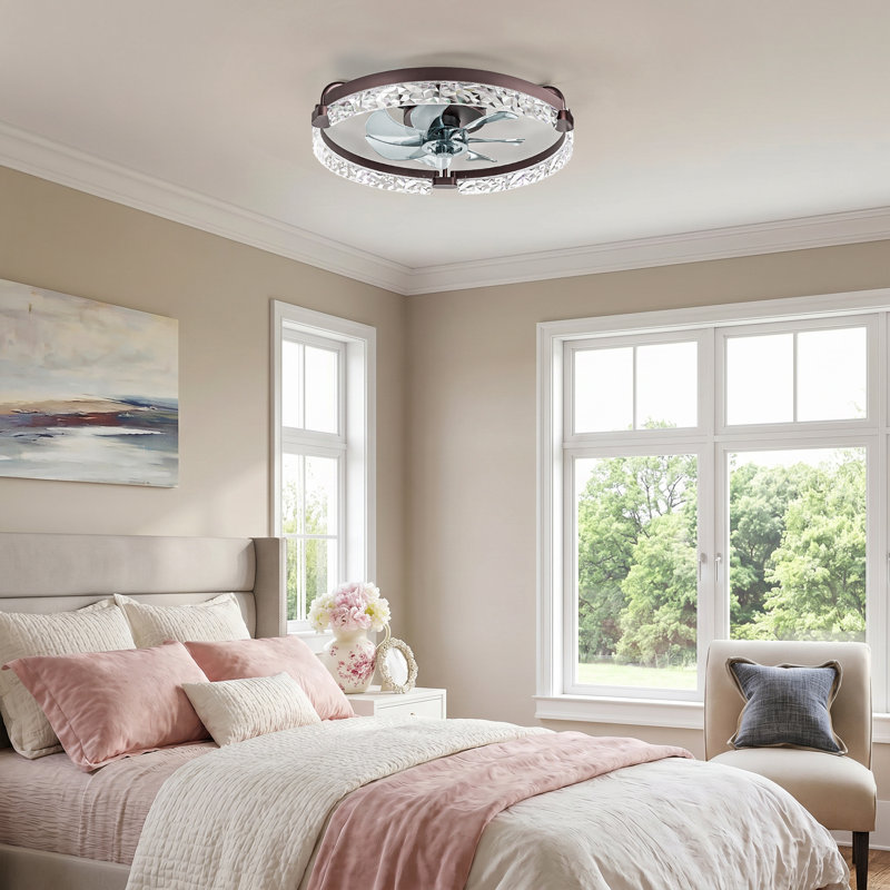 Ventilateur de plafond encastré sans lame 20 "avec lumière et télécommande, Brown