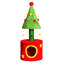 Tour pour chat festive rouge et verte - conception sur le thème des Fêtes avec boules suspendues interactives