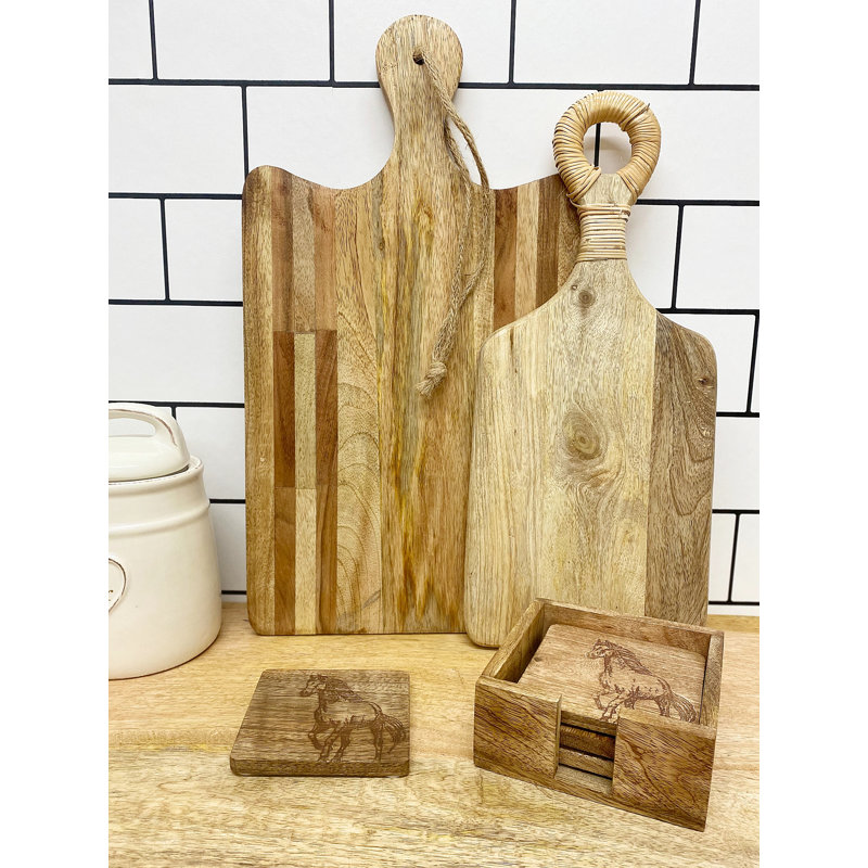 Wood Square 4 Piece Coaster Set