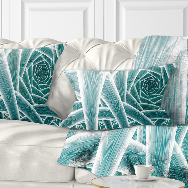 Fractal Endless Tunnel - Coussin imprimé abstrait, Bleu