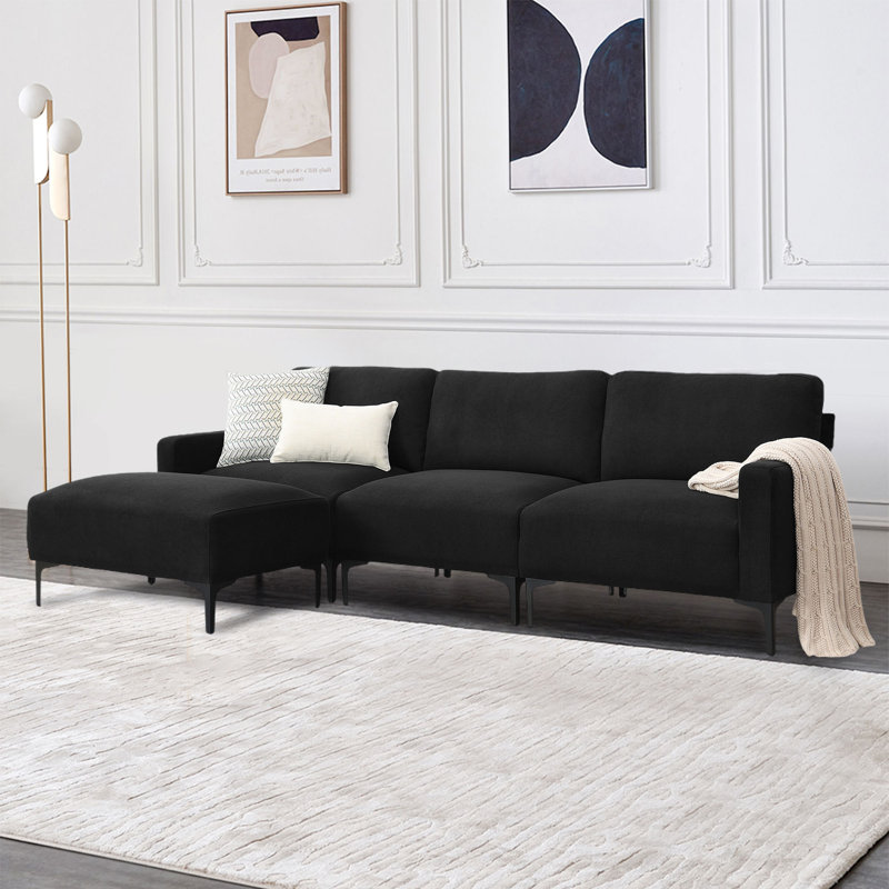 Canapé modulaire Ridwanah, Velours noir