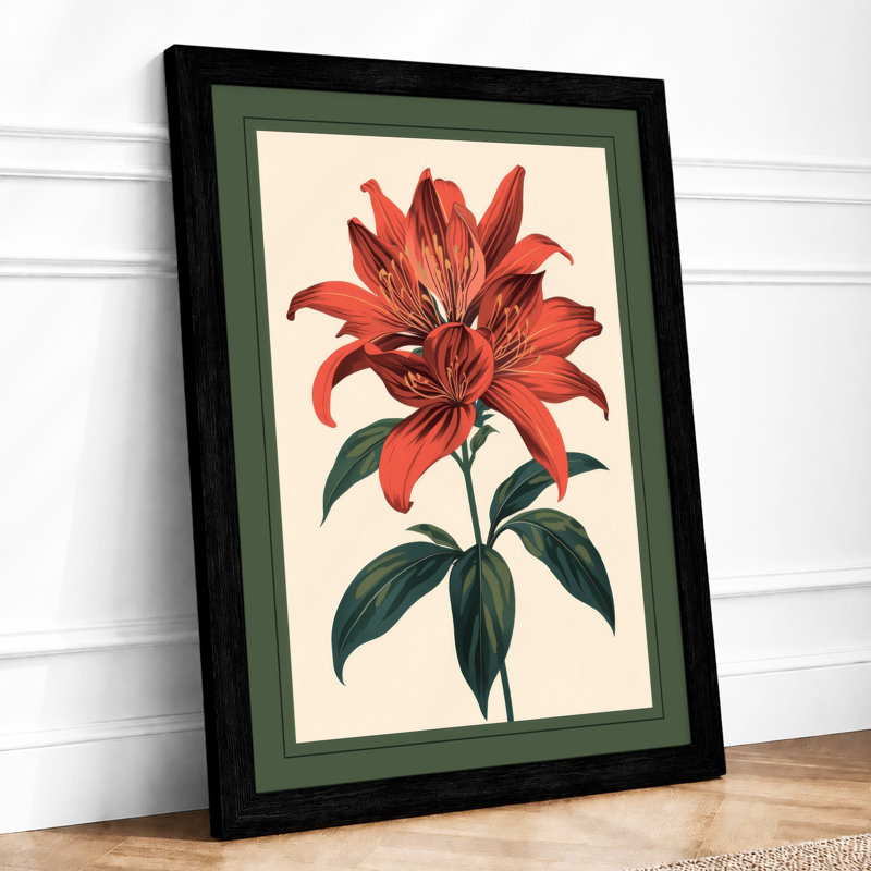 Lily Study Botanical - Framed Print, A3 - 42.0 x 29.7 cm, Black