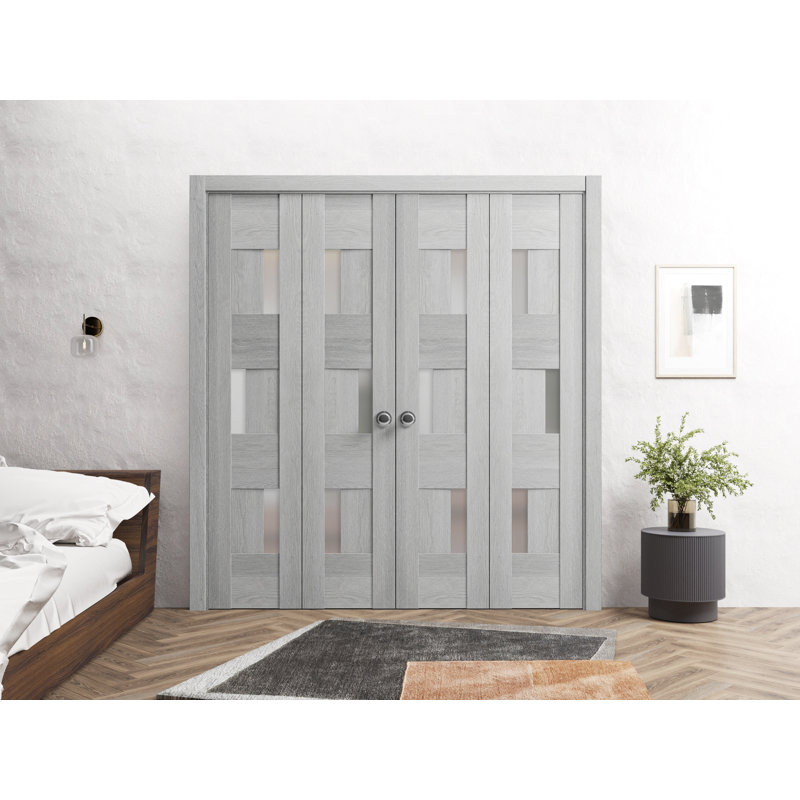 Portes pliantes en chêne gris Sete, 72 po x 80 po