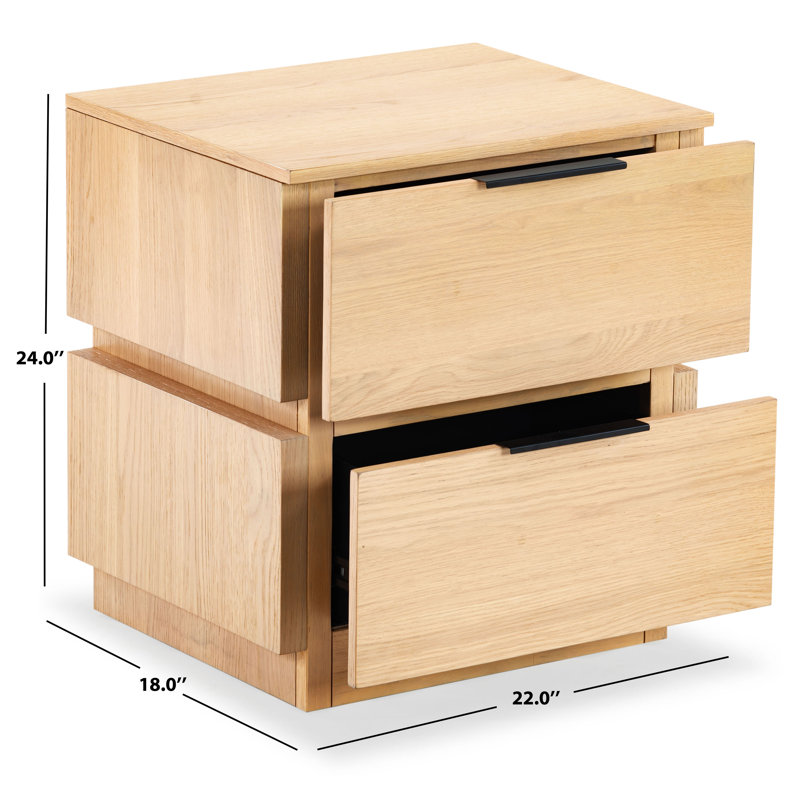 Titus 2 Drawer Nightstand, Oak