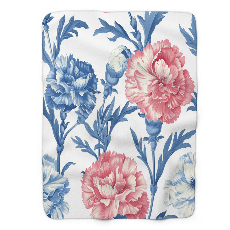 Carnation Chic - 1 Piece Premium Blanket, 60" W x 80" L