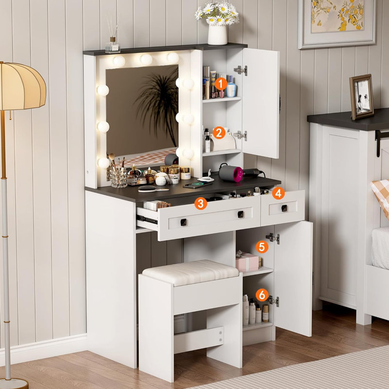 Meuble-lavabo 31,5 po avec miroir lumineux Rontae