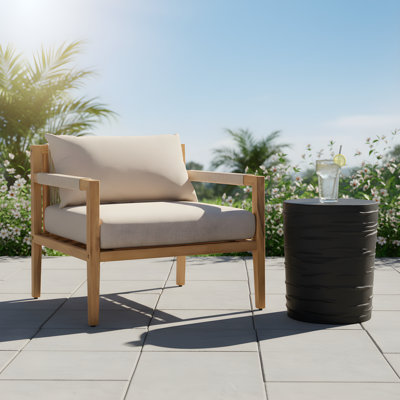 Grasso Outdoor 2-Piece Acacia Wood Conversation Set with Woven Rope & MGO Top