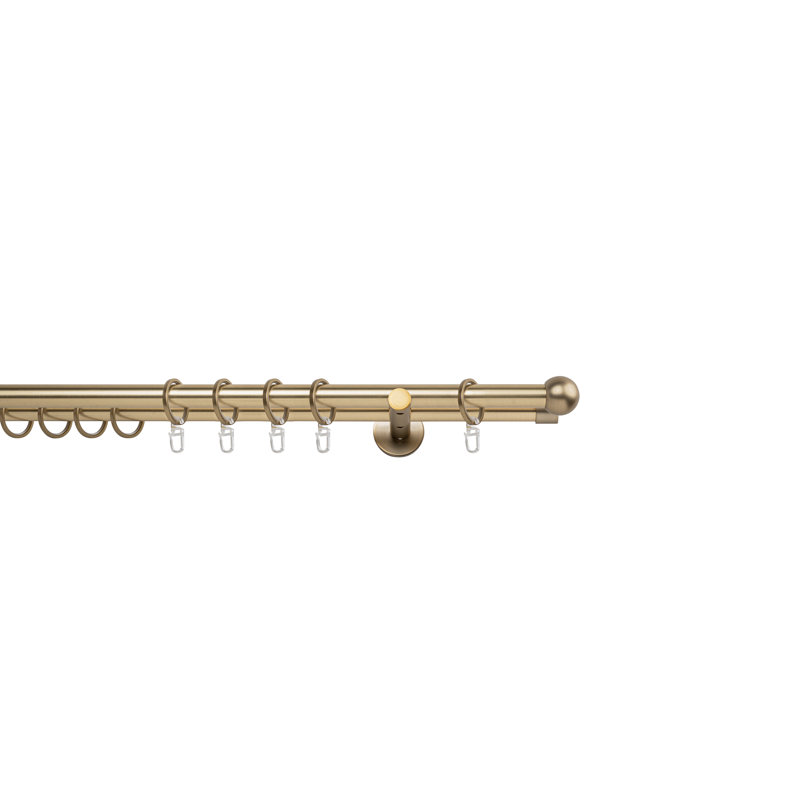 Curtain rod made to measure 20mm ball, Brass Matte, 2cm H x 360cm W x 12cm D
