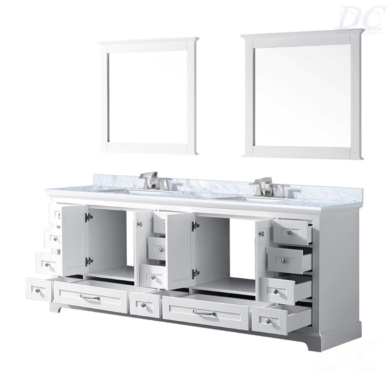 Meuble-lavabo double 84 po X P 22 po D, comptoir en marbre de Carrare, ensemble de robinet et Miroirs