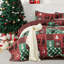 Ensemble de courtepointe en patchwork de Noël 3 pièces, couvre-lit de fête avec rennes, flocons de neige et sapin, style ferme