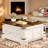 35.4" Farmhouse Lift Top Coffee Table, Square Wood Center Table With Charging Station, Rustic Lift Tabletop Dining Table with Large Hidden Compartment for Home Living Room-557381376
