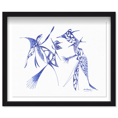Manuel Roman - Dueling Herons Shadowbox Abstract Print by Oliver Gal, Black Frame, 20 x 16