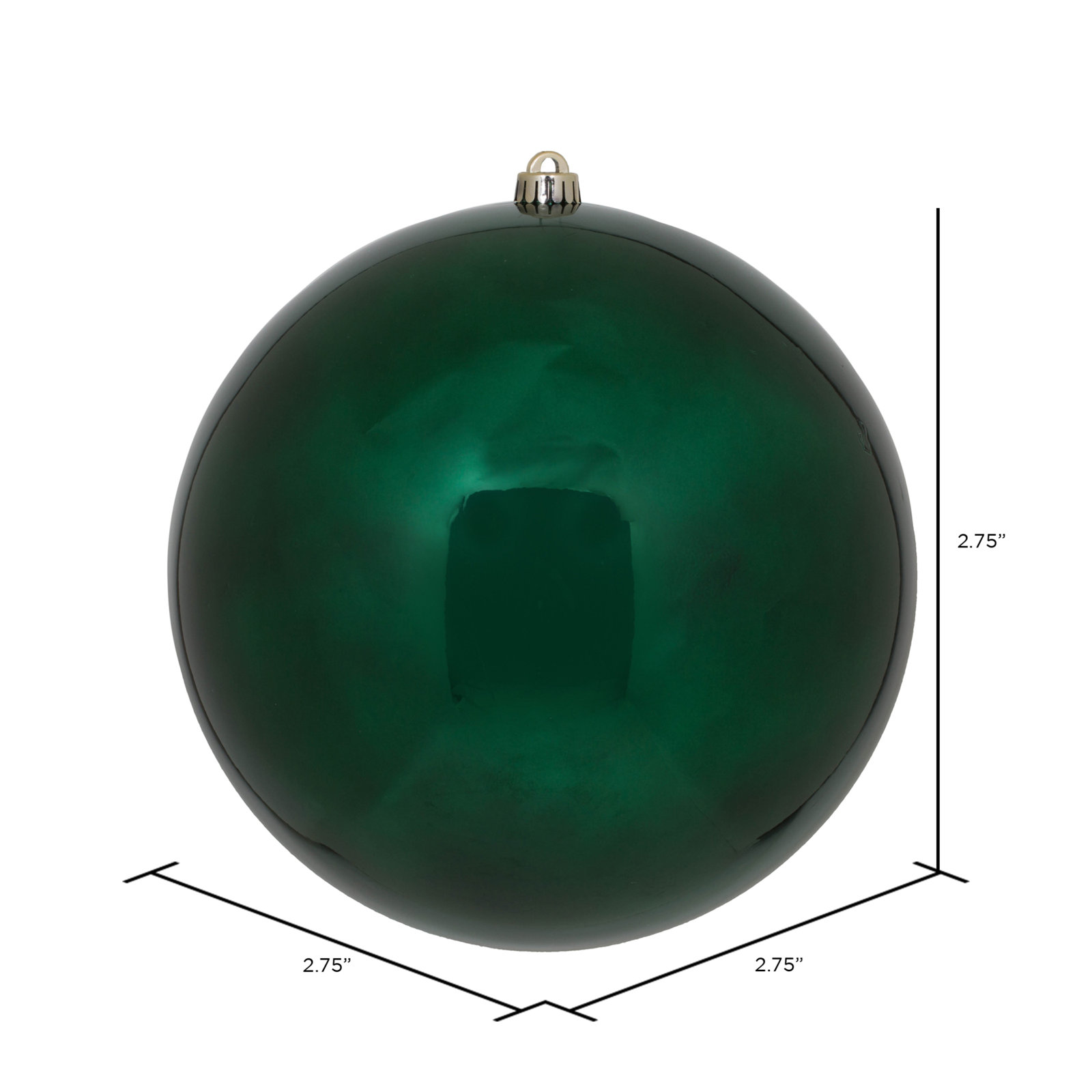 Holiday Décor Ball Ornament, 2.75" H x 2.75" W x 2.75" D, Midnight Green Shiny
