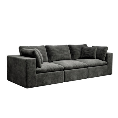Modular Sectional Sofa Seat,Upholstered Compressed Couch For Living Room,Bedroom,Apartment,No Assembly Required,3Pc Free Combination,Plush Corduroy Fabric