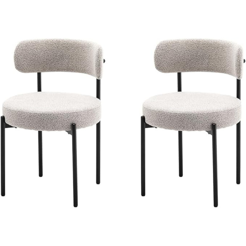 Chaise de salle à manger Kordelia, 2, Gris clair, Noir, noir, noir, noir