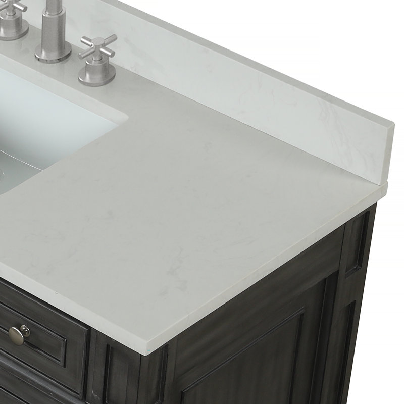 Alfons 60'' Single Bathroom Vanity with Quartz Top, Gray