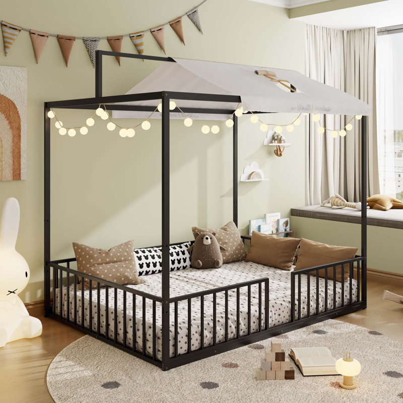 Lit convertible 3-en-1 Montessori, Noir, Double