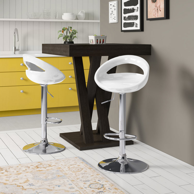 Lakisha Swivel Adjustable Height Counter Stool with Metal Frame, White