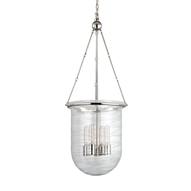 Luminaire suspendu simple 4 lumières Kituku, Nickel poli