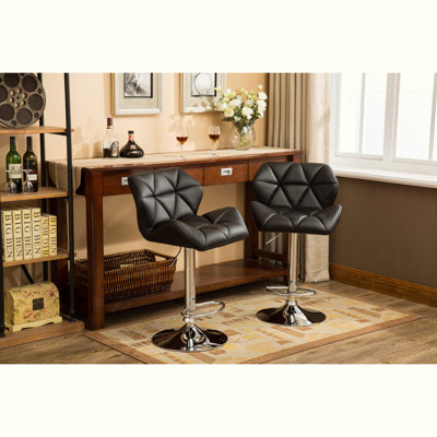 Ensemble de 2 tabourets de bar comptoir en similicuir et garniture cloutée