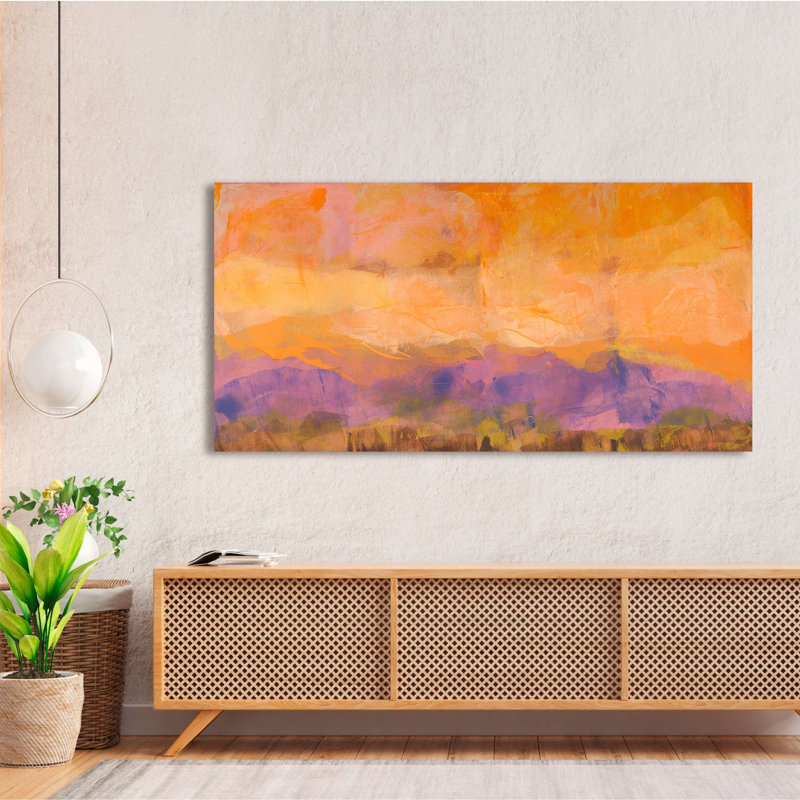 Orange abstract: Auroras (Horizon) 1 Piece Wrapped Canvas Wall Art, 35cm H x 70cm W