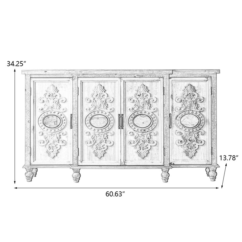 Buffet en bois massif blanc